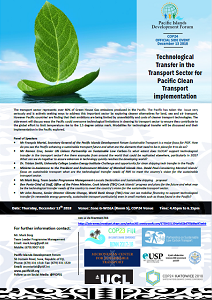 COP24 Official Side-Event Technological Transfer in the Transport Sector for Pacific Clean Transport Implementation - 13 December 2018