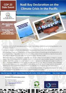 COP25 Side-Event - Nadi Bay Declaration on the Climate Crisis in the Pacific - 6 December 2019.