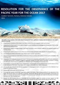 PIDF Leaders' Resolution on the Observance of the Pacific Year for the Ocean (July 2016)
