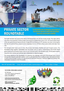 Private Sector Roundtable: To determine the challenges and needs of the Private Sector to drive the transition towards sustainable mobility - 10 November 2018